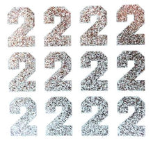 Load image into Gallery viewer, 1.5" Silver Sticker Glitter Numbers - Each