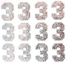 Load image into Gallery viewer, 1.5" Silver Sticker Glitter Numbers - Each