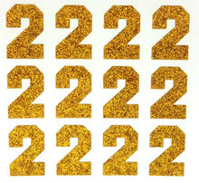 Load image into Gallery viewer, 1.5" Old Gold Sticker Glitter Numbers - Each