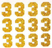 Load image into Gallery viewer, 1.5" Old Gold Sticker Glitter Numbers - Each