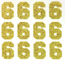 Load image into Gallery viewer, 1.5" Soft Gold Sticker Glitter Numbers - Each