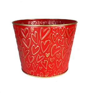 923225RES 6.5" Embossed Heart Tin Pot - Each