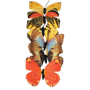 B1481  3.25" Printed Fall Color Butterfly on wire 6 Asst. - 6/Pk