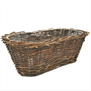 178 8" Dark Brown Peanut Basket w/Liner - Each