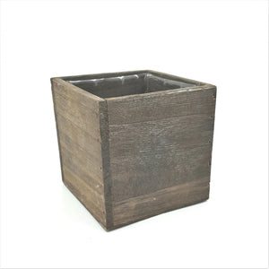 W4241  4.5" Square Brown Stain Wood Planter - Each
