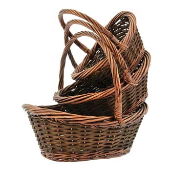 01178 Dk Brown Willow Boat Basket - 3/Set
