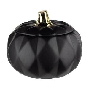 7433-06-204 - 6 7/8"  Matte Black Geo Pumpkin w/Lid & Pick - Each