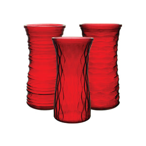 972-12-13 8 1/2" Rose Vase - Ruby  - 12/Cs