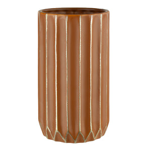 9754-06-3045 - 8.5" Gilded Terracotta Geo Capsule Ceramic Vase - 6/case