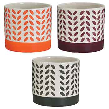C1210 - Round Fall Oval Dot Ceramic Pot Asst. - 3/Set