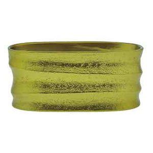 C1393 8" Oval Gold Ribbed Line Design Bowl - Each