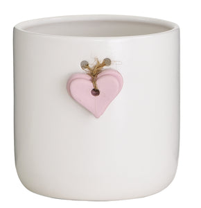 C4578 4.5" White w/pink Heart Grower Pot - 12/Cs