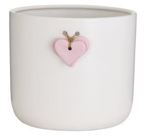 C4579 6" White w/pink Heart Grower Pot - 6/Cs