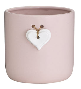 C4581 4.5" Pink w/white Heart Grower Pot - 12/Cs