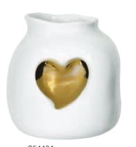 C54434 - Round Cream Ceramic w/Gold Heart - 6/case