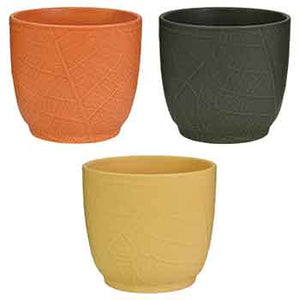 C55112 - 4.5" Plant Pattern Ceramic Pot Asst. - 3/set