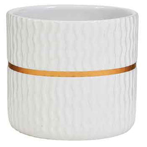 C55125 - 4.5" Wavy White Ceramic w/Gold Band - 12/Case