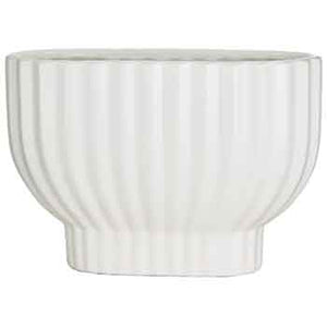 C7713WH Oval White Ribbed Stoneware - 6/Cs