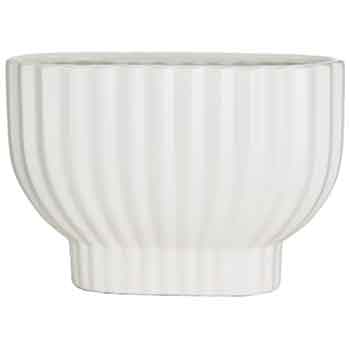 C7713WH Oval White Ribbed Stoneware - 6/Cs