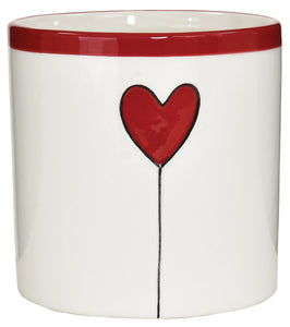 C8802 5.25" White with Red Heart Pot - 12/Cs