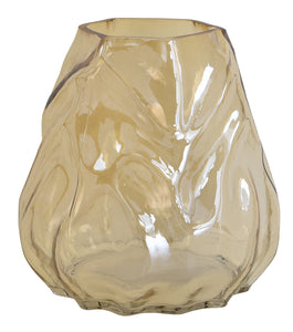 G7225AM 7" Amber Pyramid Wave Glass Vase - 6/Cs