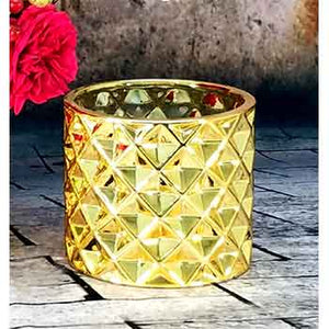 T9142G 5.25" Gold Diamond Design Ceramic Pot - 12/Cs