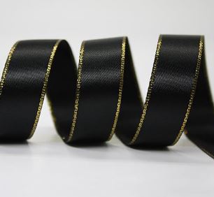 #3 Unwired Satin - 50 yds. Tuxedo Black/Gold - Each