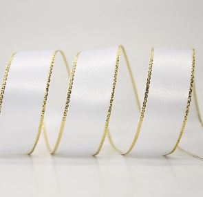 #3 Unwired Satin - 50 yds. Tuxedo White/Gold - Each
