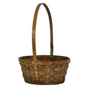 11581B  8.5" Round Brown Stain Basket w/Handle - Each