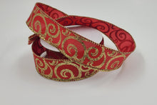 Load image into Gallery viewer, #9 Christmas Red w/Gold Ribbon - 10 Yd/Roll
