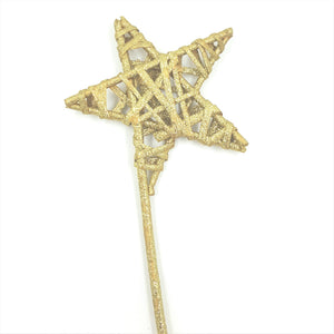 31-32015  5.5" Gold Glitter Wicker Star Pick  - 5/Pk - ON SALE -