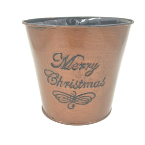 45-22102  5" Copper Merry Christmas Tin Pot  - Each