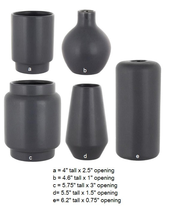 8165-15-1235  Mod Bauble Bud Vase Asst. Charcoal - 15/Pk