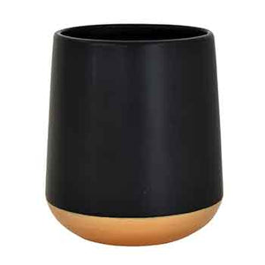 C2114 6" Black w/ Gold Bottom Ceramic Pot - 12/Cs