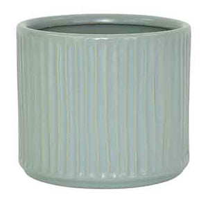 C4542 5" Mint Ribbed Ceramic Pot - 12/Cs or 6/Cs