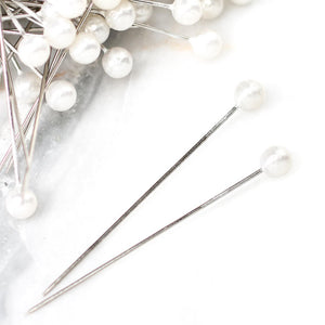 2" Round Head Corsage Pins - Pearl White - 144/Box