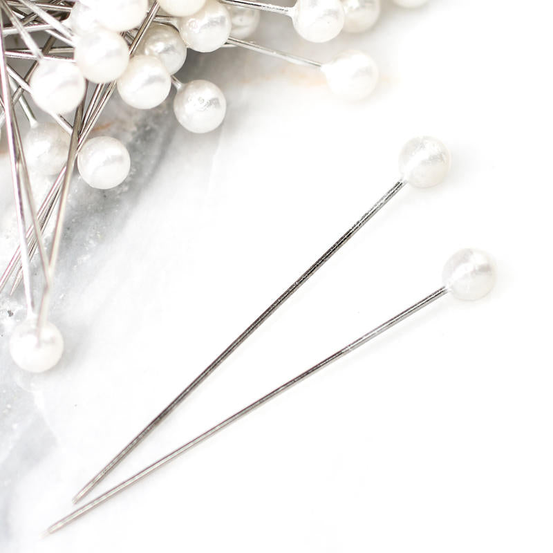 Corsage Boutonniere Pins Teardrop Pearl Bouquet White Straight Head Pins  for DIY Crafts Jewelry Making Sewing Wedding Flower Decorations (100 Pieces