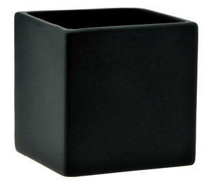 TM04  5" Matte Black Stoneware Cube - 12/Cs