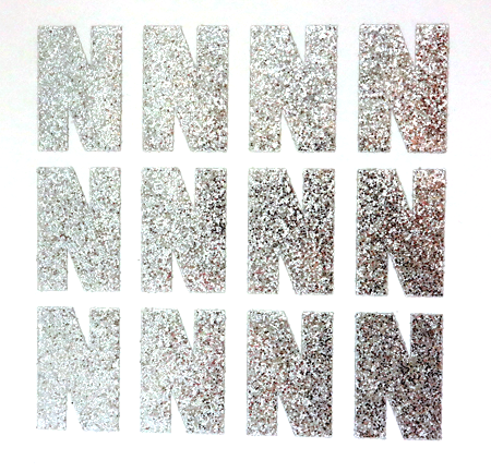 Silver Glitter Small Flirty Font Letter Stickers - (139 pcs