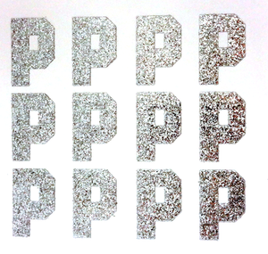 1.5" Silver Sticker Glitter Letters - Each