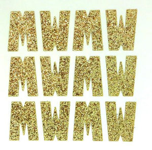 1.5" Soft Gold Sticker Glitter Letters - Each
